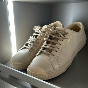 Saint Laurent Paris Women's Tan and Cream Trainers